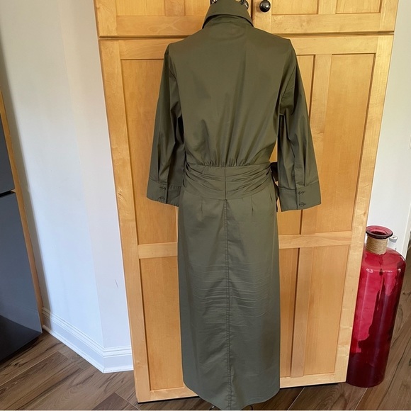 Venus army green button down collared midi Dress size 6 - Picture 5 of 12